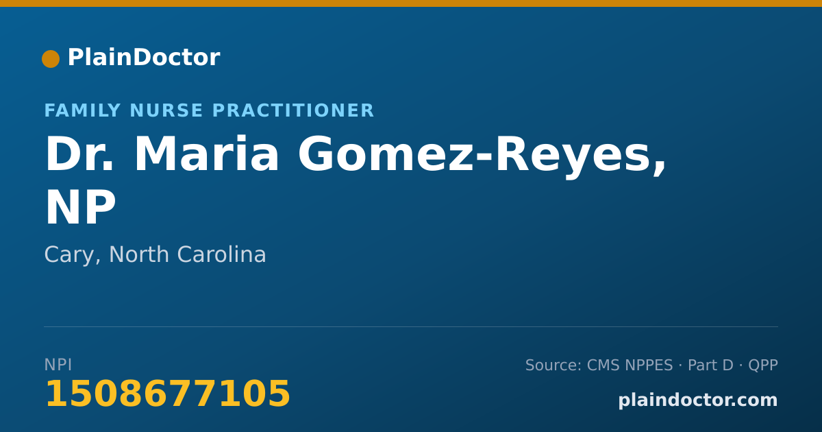 Shareable card for Maria Gomez-Reyes, NP - Family Nurse Practitioner, Cary, NC