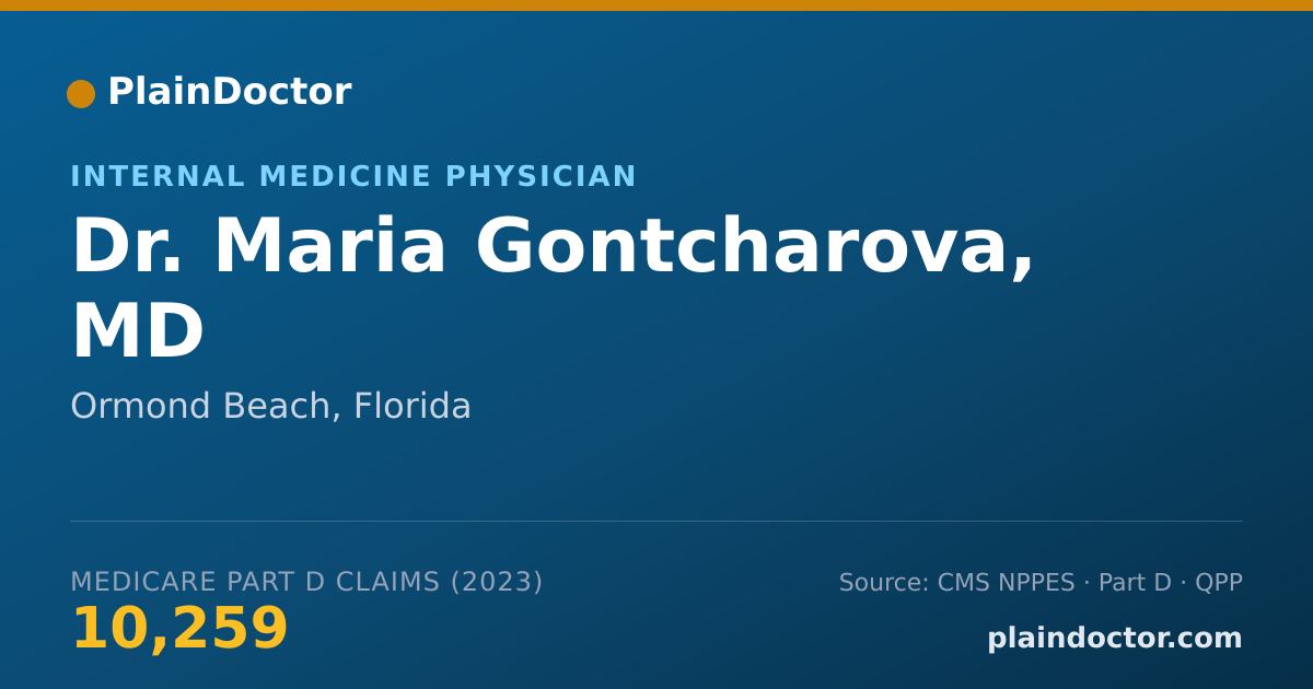 Shareable card for Maria Gontcharova, MD - Internal Medicine Physician, Ormond Beach, FL