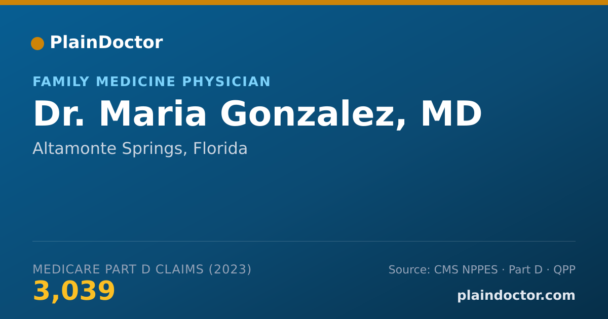 Shareable card for Maria Gonzalez, MD - Family Medicine Physician, Altamonte Springs, FL