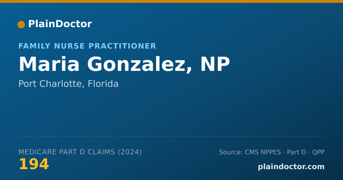 Shareable card for Maria Gonzalez, NP - Family Nurse Practitioner, Port Charlotte, FL