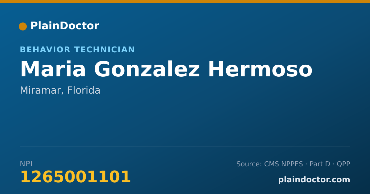 Shareable card for Maria Gonzalez Hermoso - Behavior Technician, Miramar, FL