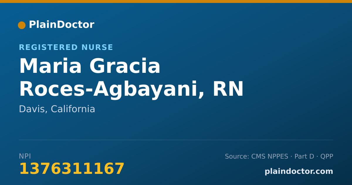 Shareable card for Maria Gracia Roces-Agbayani, RN - Registered Nurse, Davis, CA