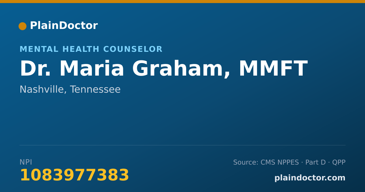 Shareable card for Maria Graham, MMFT - Mental Health Counselor, Nashville, TN