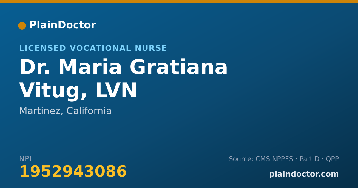Shareable card for Maria Gratiana Vitug, LVN - Licensed Vocational Nurse, Martinez, CA