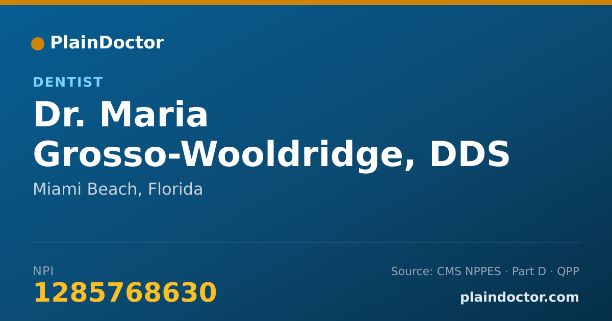 Shareable card for Maria Grosso-Wooldridge, DDS - Dentist, Miami Beach, FL