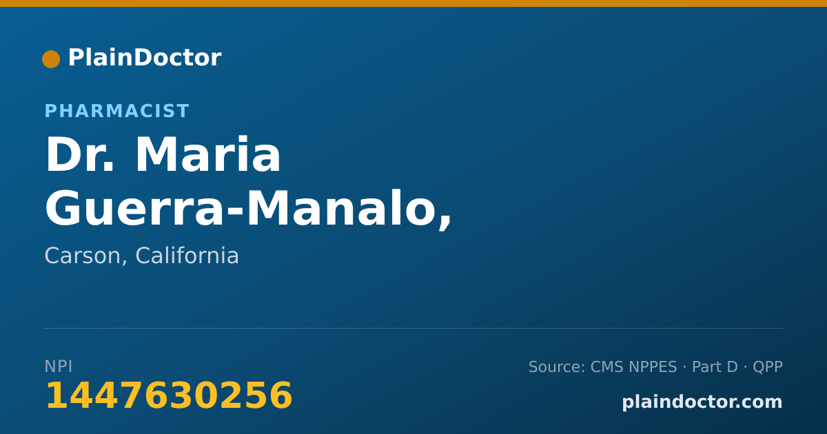Shareable card for Maria Guerra-Manalo, PHARM.D. - Pharmacist, Carson, CA