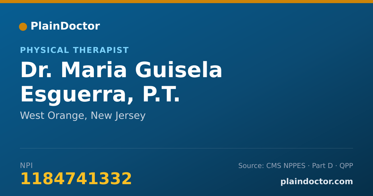 Shareable card for Maria Guisela Esguerra, P.T. - Physical Therapist, West Orange, NJ