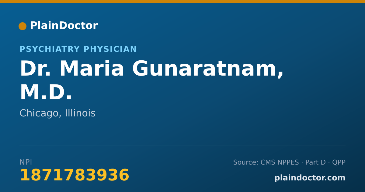 Shareable card for Maria Gunaratnam, M.D. - Psychiatry Physician, Chicago, IL