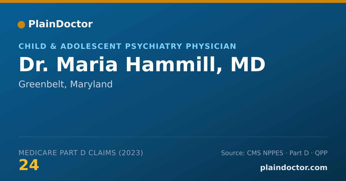 Shareable card for Maria Hammill, MD - Child & Adolescent Psychiatry Physician, Greenbelt, MD