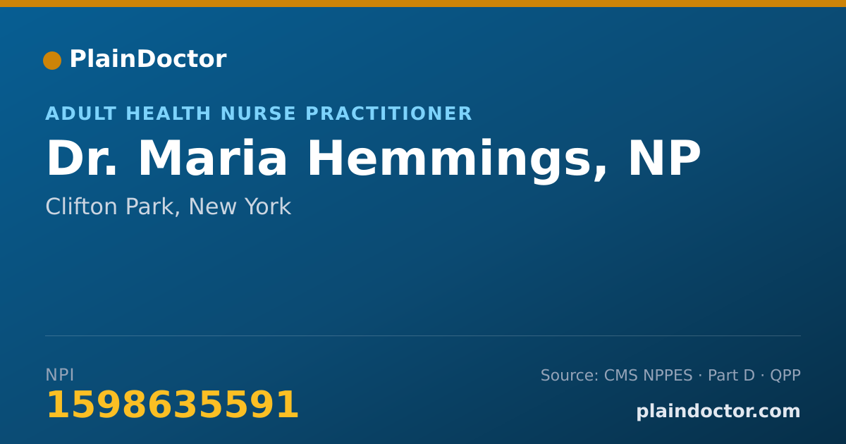Shareable card for Maria Hemmings, NP - Adult Health Nurse Practitioner, Clifton Park, NY