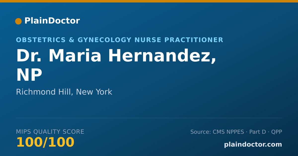 Shareable card for Maria Hernandez, NP - Obstetrics & Gynecology Nurse Practitioner, Richmond Hill, NY