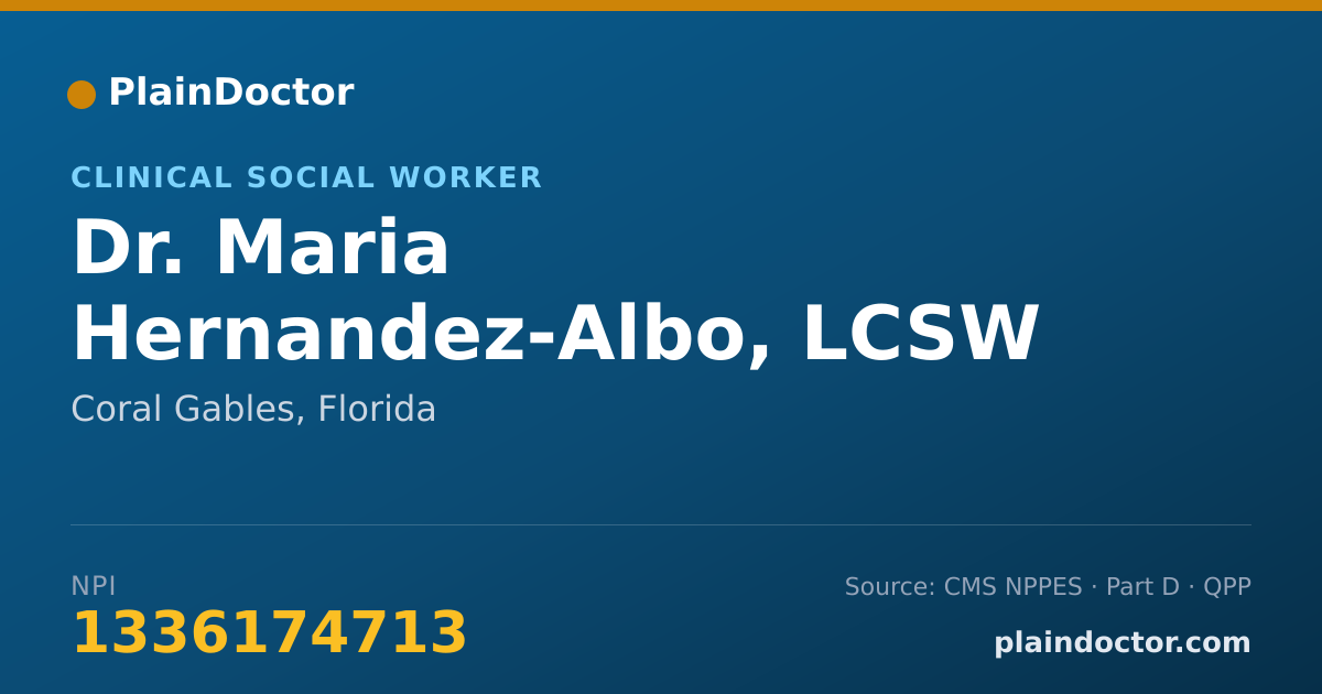 Shareable card for Maria Hernandez-Albo, LCSW - Clinical Social Worker, Coral Gables, FL