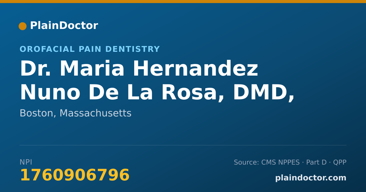 Shareable card for Maria Hernandez Nuno De La Rosa, DMD, MS - Orofacial Pain Dentistry, Boston, MA