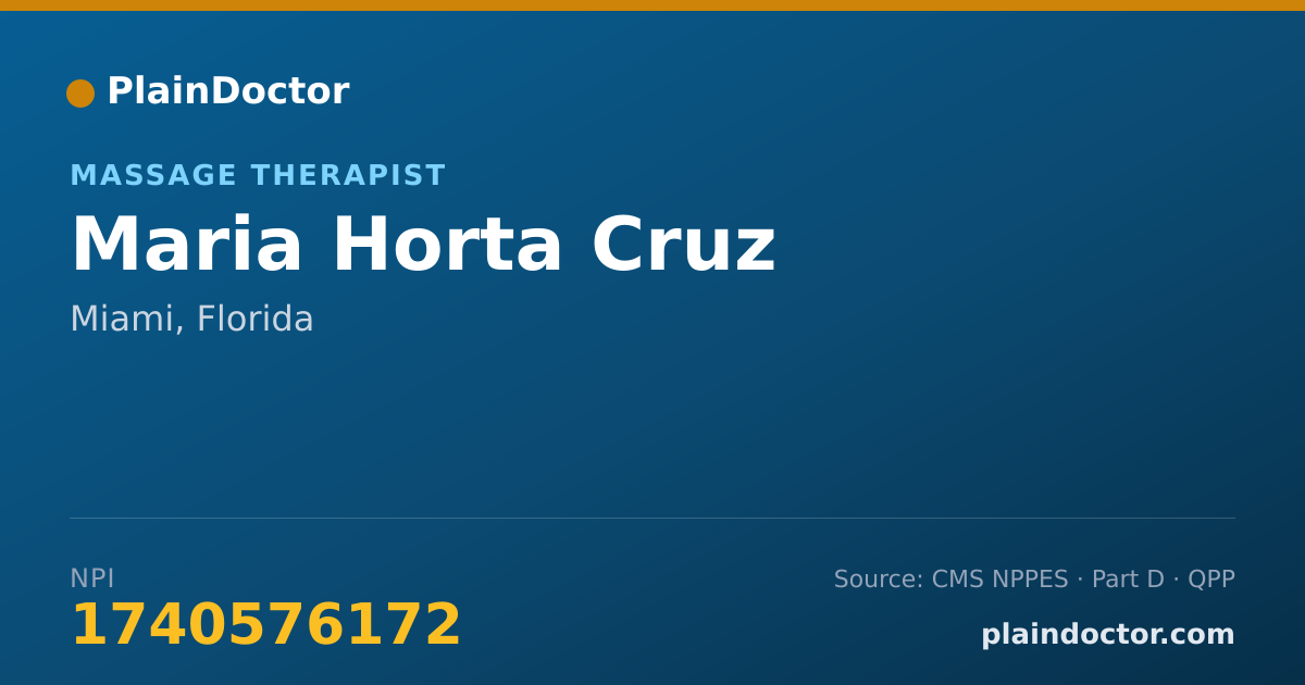 Shareable card for Maria Horta Cruz - Massage Therapist, Miami, FL