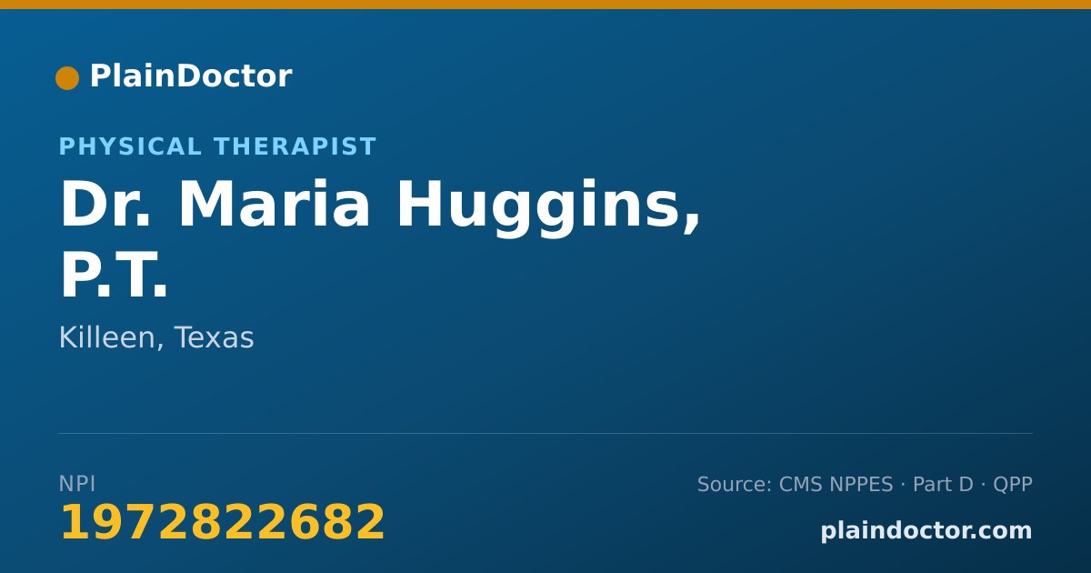 Shareable card for Maria Huggins, P.T. - Physical Therapist, Killeen, TX