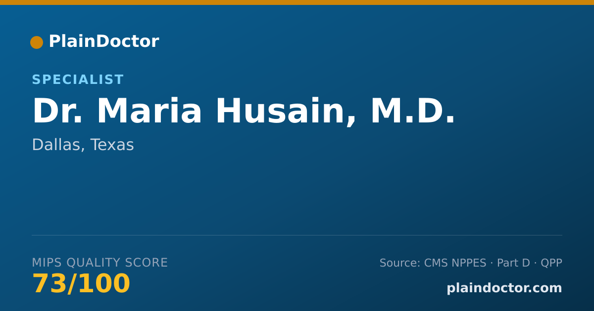 Shareable card for Maria Husain, M.D. - Specialist, Dallas, TX