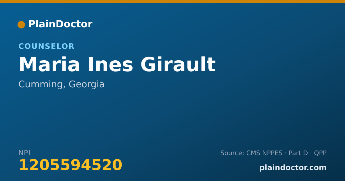 Shareable card for Maria Ines Girault - Counselor, Cumming, GA