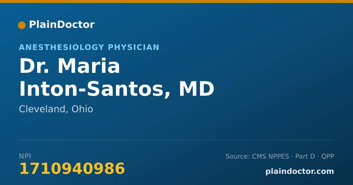 Shareable card for Maria Inton-Santos, MD - Anesthesiology Physician, Cleveland, OH