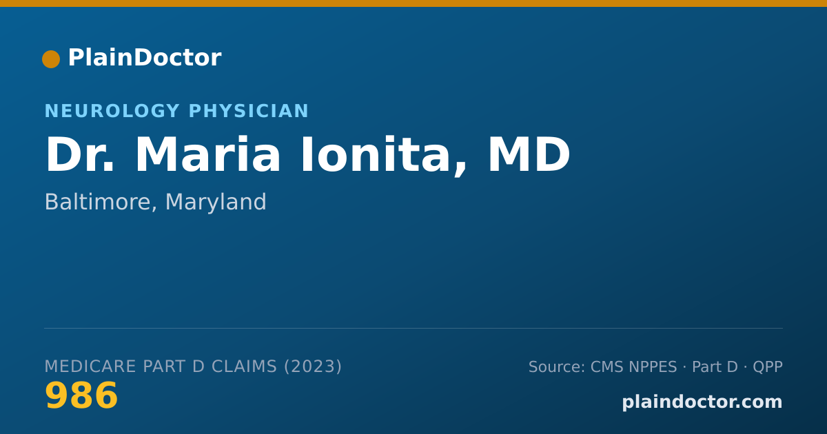 Shareable card for Maria Ionita, MD - Neurology Physician, Baltimore, MD