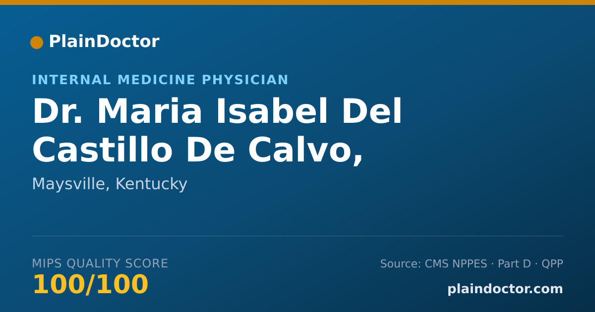 Shareable card for Maria Isabel Del Castillo De Calvo, M.D. - Internal Medicine Physician, Maysville, KY