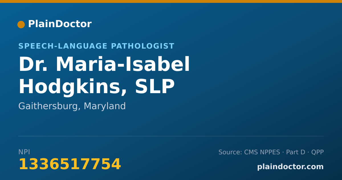 Shareable card for Maria-Isabel Hodgkins, SLP - Speech-Language Pathologist, Gaithersburg, MD