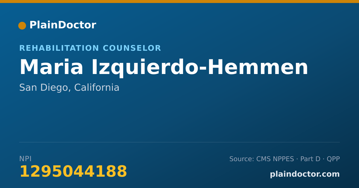 Shareable card for Maria Izquierdo-Hemmen - Rehabilitation Counselor, San Diego, CA