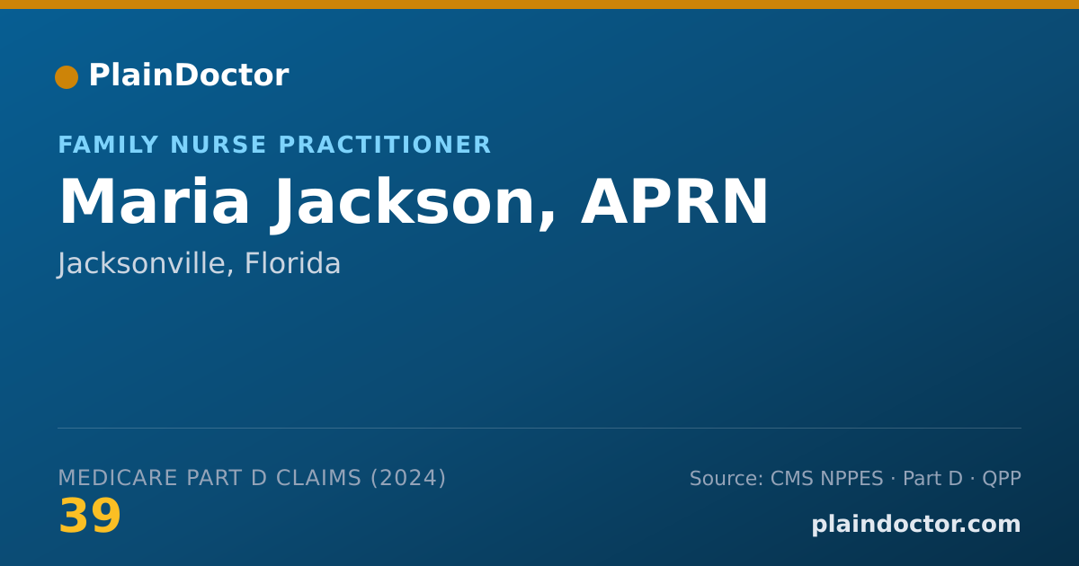 Shareable card for Maria Jackson, APRN - Nurse Practitioner, Jacksonville, FL