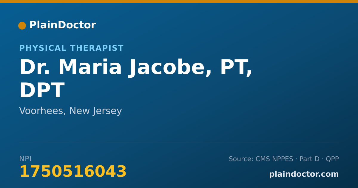 Shareable card for Maria Jacobe, PT, DPT - Physical Therapist, Voorhees, NJ