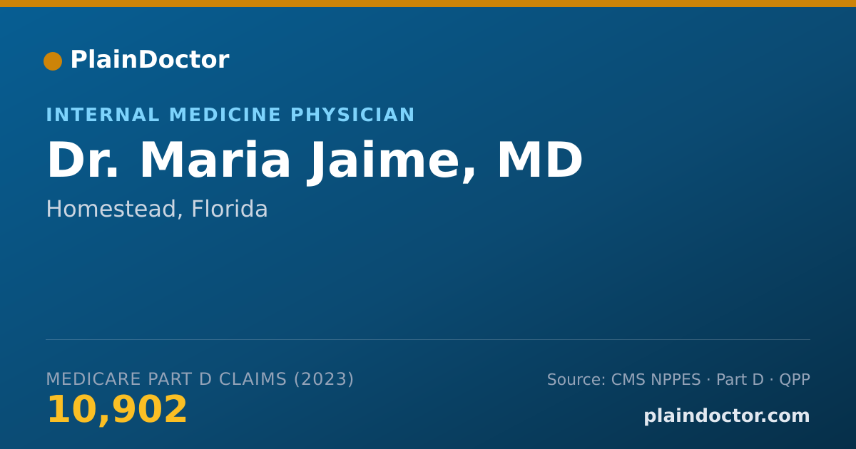 Shareable card for Maria Jaime, MD - Internal Medicine Physician, Homestead, FL