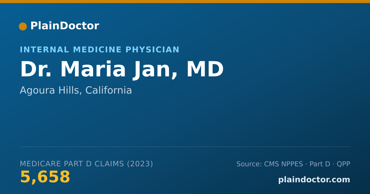 Shareable card for Maria Jan, MD - Internal Medicine Physician, Agoura Hills, CA