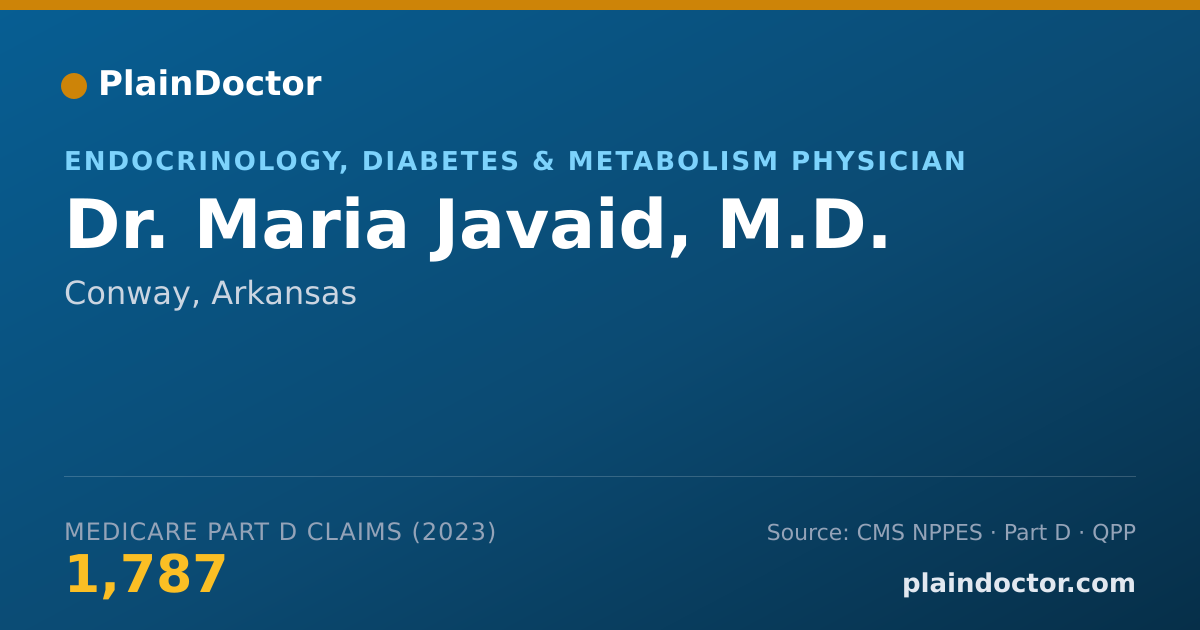 Shareable card for Maria Javaid, M.D. - Endocrinology, Diabetes & Metabolism Physician, Conway, AR