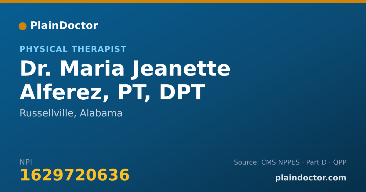 Shareable card for Maria Jeanette Alferez, PT, DPT - Physical Therapist, Russellville, AL