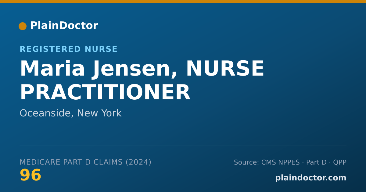 Shareable card for Maria Jensen, NURSE PRACTITIONER - Registered Nurse, Oceanside, NY