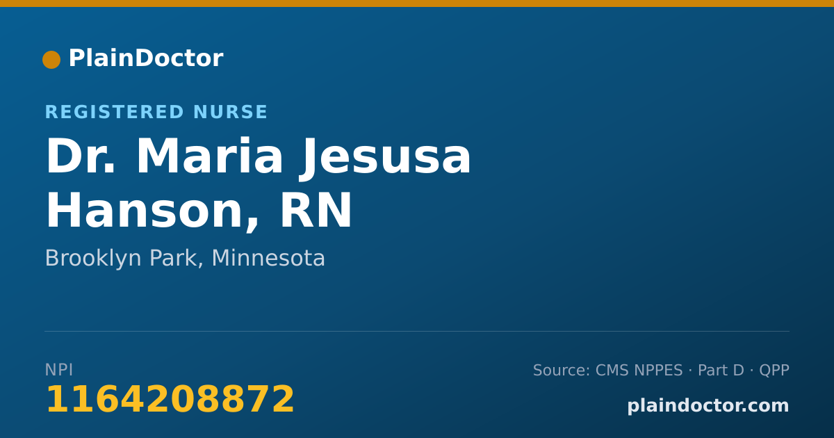 Shareable card for Maria Jesusa Hanson, RN - Registered Nurse, Brooklyn Park, MN