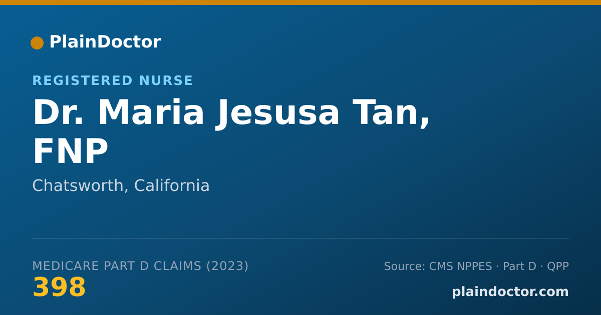 Shareable card for Maria Jesusa Tan, FNP - Registered Nurse, Chatsworth, CA