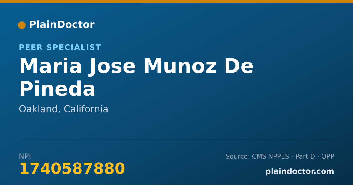 Shareable card for Maria Jose Munoz De Pineda - Peer Specialist, Oakland, CA