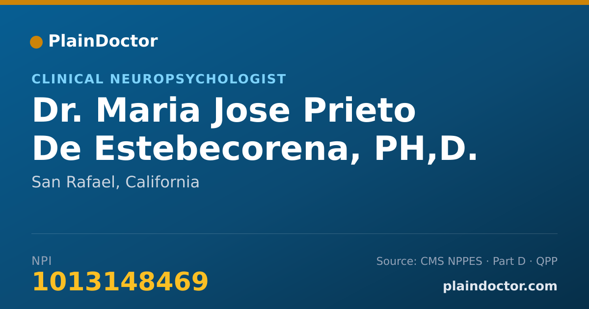 Shareable card for Maria Jose Prieto De Estebecorena, PH,D. - Clinical Neuropsychologist, San Rafael, CA
