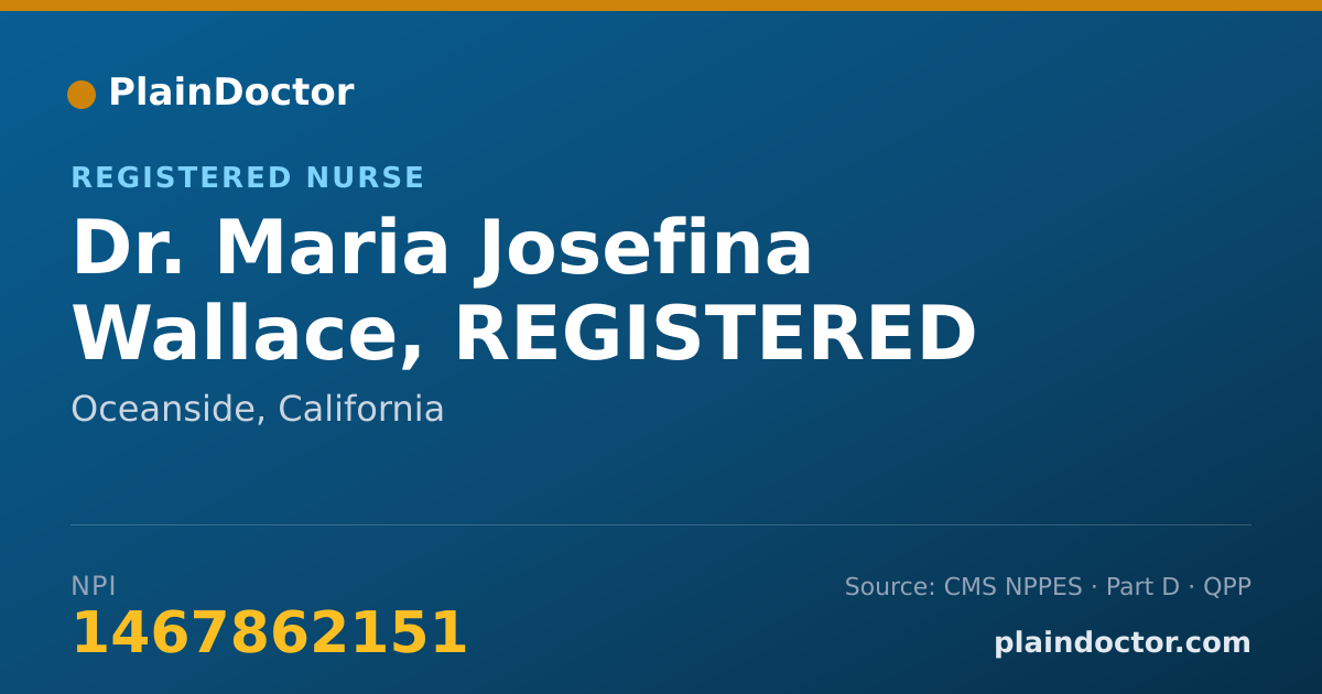 Shareable card for Maria Josefina Wallace, REGISTERED NURSE - Registered Nurse, Oceanside, CA