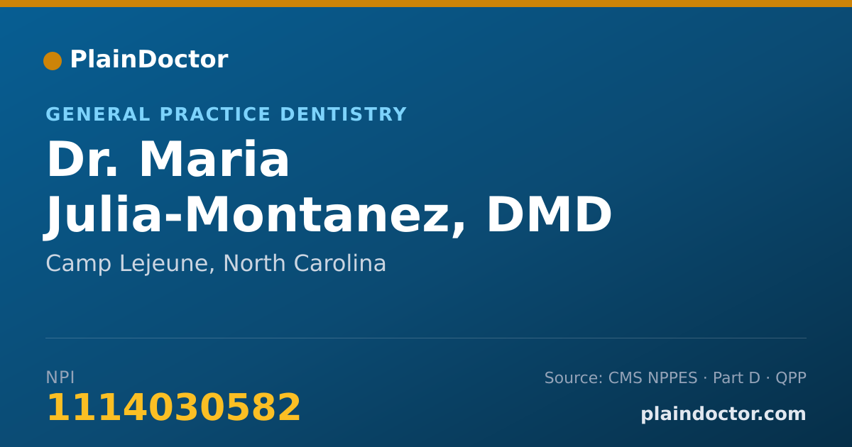Shareable card for Maria Julia-Montanez, DMD - General Practice Dentistry, Camp Lejeune, NC