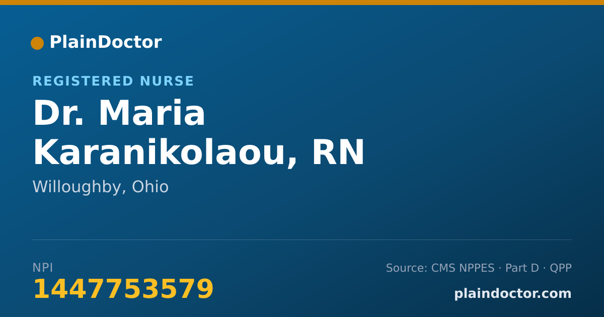 Shareable card for Maria Karanikolaou, RN - Registered Nurse, Willoughby, OH