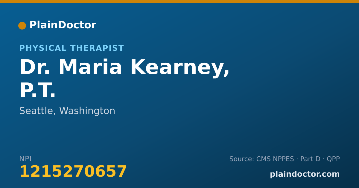 Shareable card for Maria Kearney, P.T. - Physical Therapist, Seattle, WA