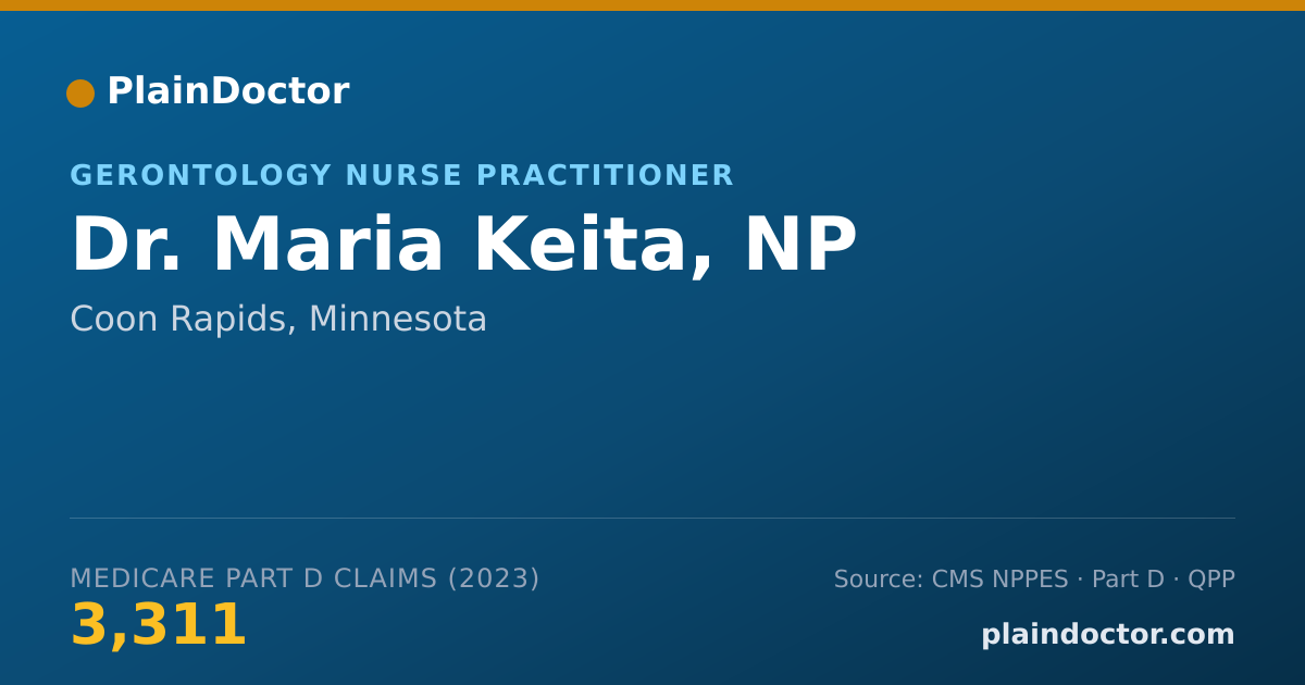 Shareable card for Maria Keita, NP - Gerontology Nurse Practitioner, Coon Rapids, MN