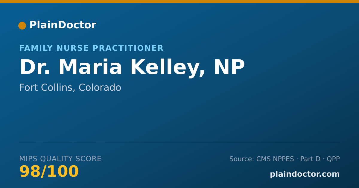 Shareable card for Maria Kelley, NP - Family Nurse Practitioner, Fort Collins, CO