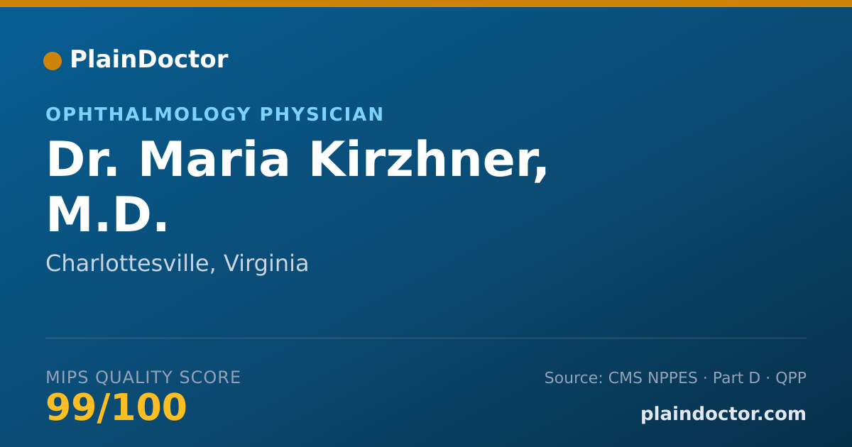 Shareable card for Maria Kirzhner, M.D. - Ophthalmology Physician, Charlottesville, VA