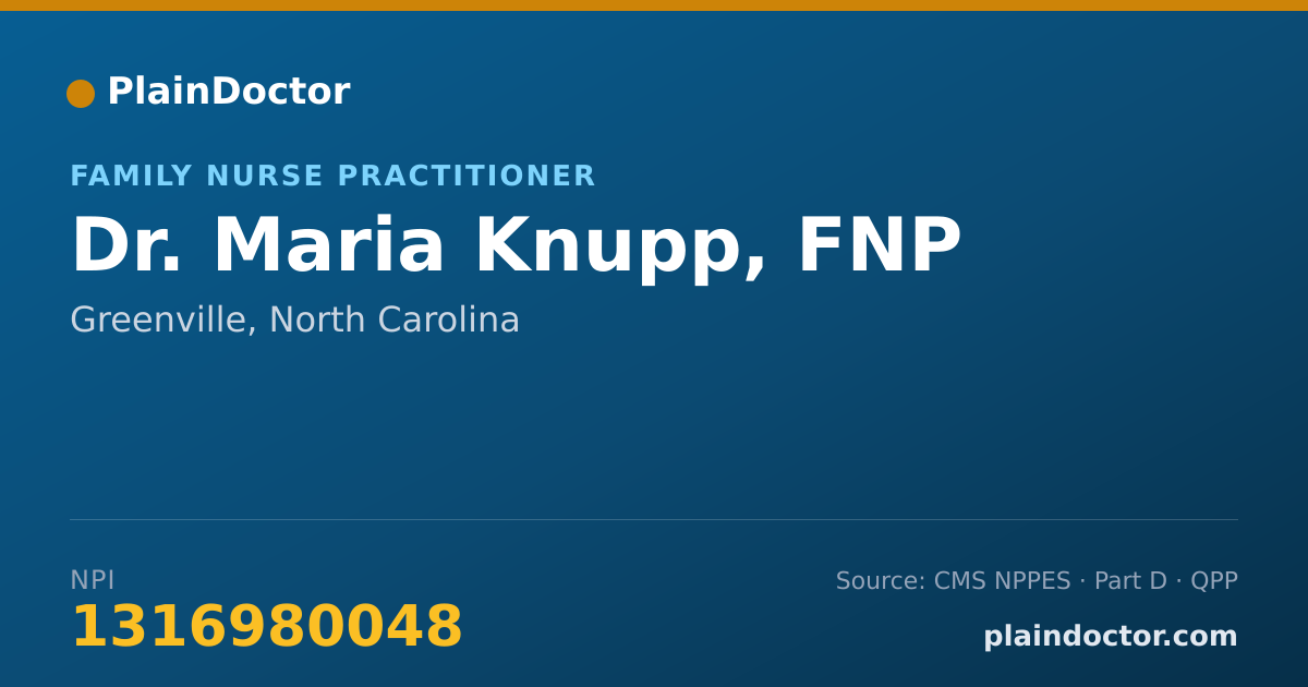 Shareable card for Maria Knupp, FNP - Family Nurse Practitioner, Greenville, NC