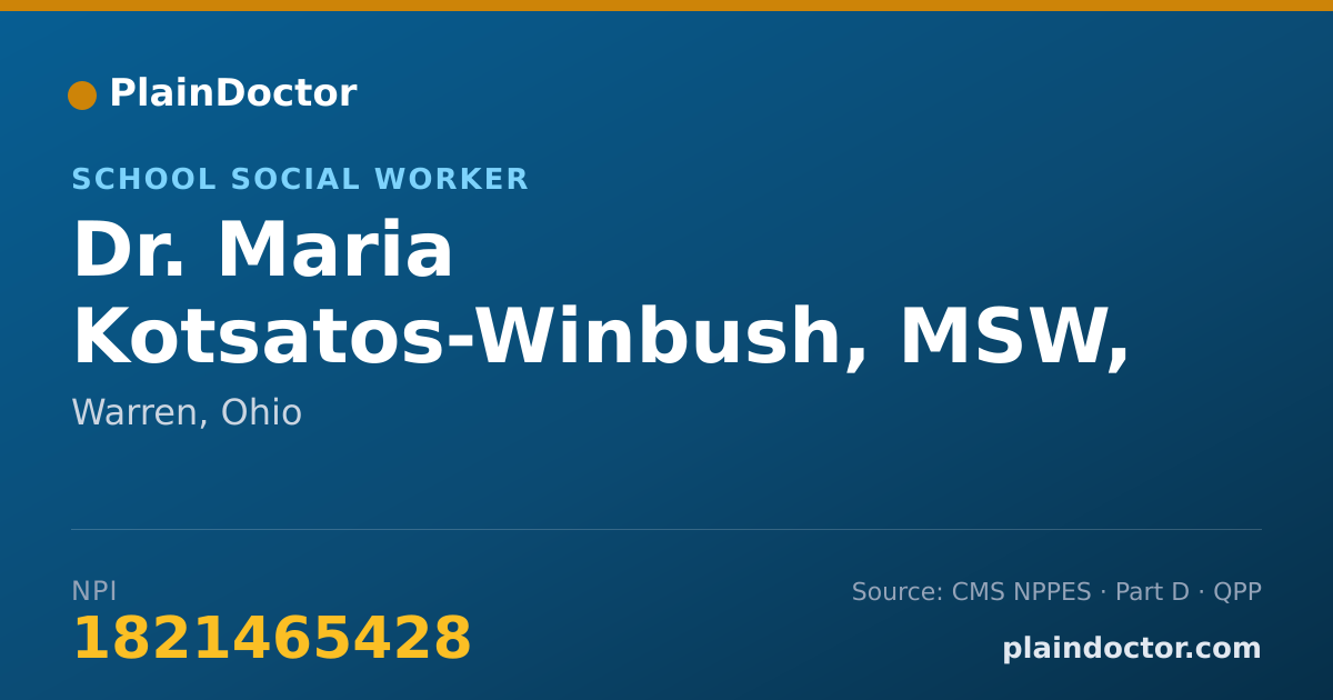 Shareable card for Maria Kotsatos-Winbush, MSW, LSW - School Social Worker, Warren, OH