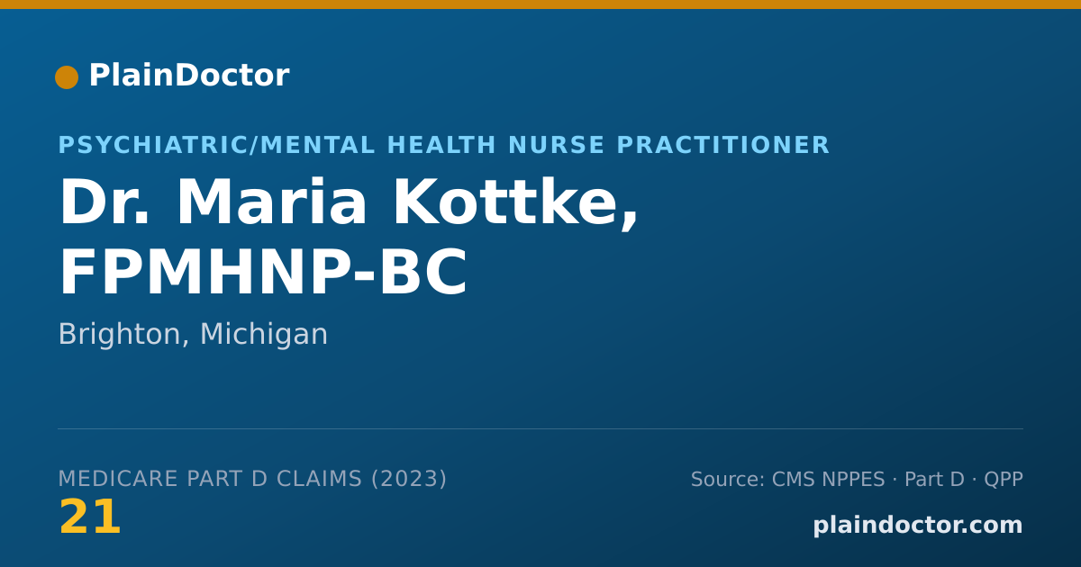 Shareable card for Maria Kottke, FPMHNP-BC - Psychiatric/Mental Health Nurse Practitioner, Brighton, MI