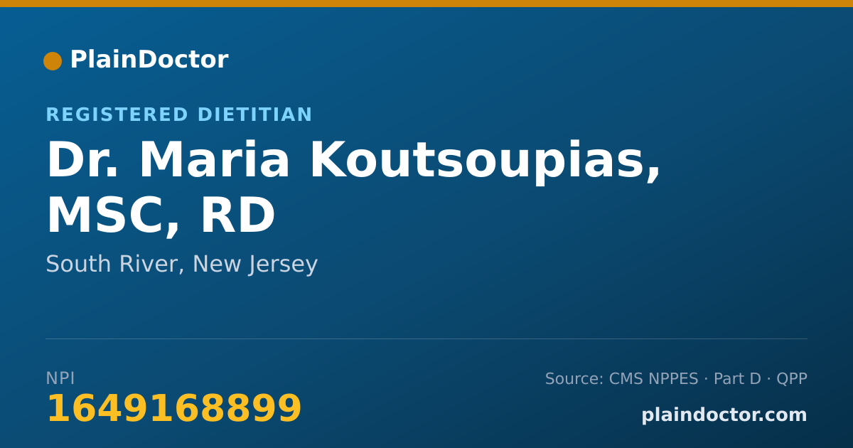 Shareable card for Maria Koutsoupias, MSC, RD - Registered Dietitian, South River, NJ