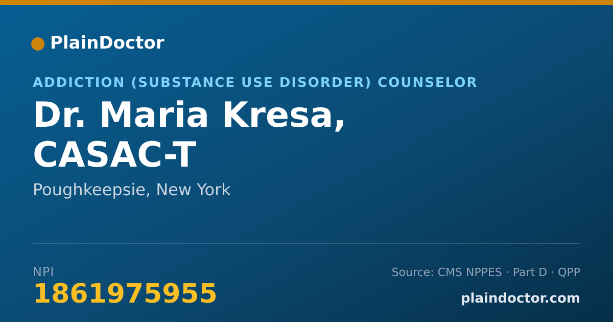 Shareable card for Maria Kresa, CASAC-T - Addiction (Substance Use Disorder) Counselor, Poughkeepsie, NY