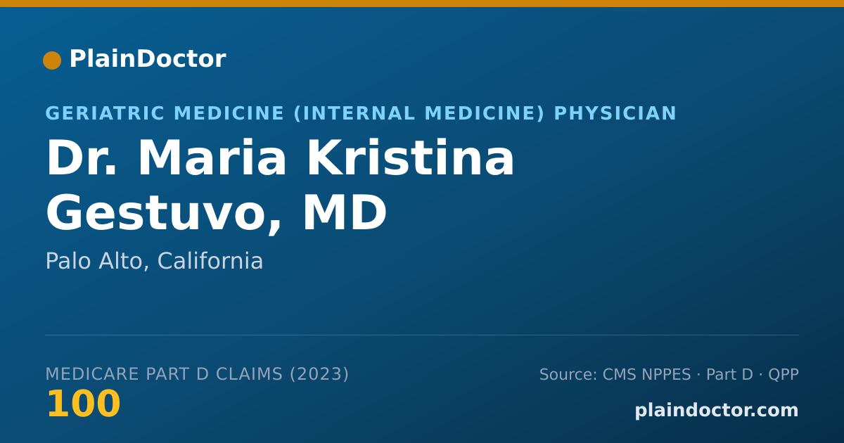 Shareable card for Maria Kristina Gestuvo, MD - Geriatric Medicine (Internal Medicine) Physician, Palo Alto, CA